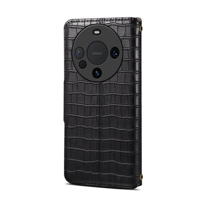 Huawei Mate 60 Pro Denior Leather Case - Crocodile Texture with Oil Edge, Wallet & Kickstand Features-buycases.co.uk