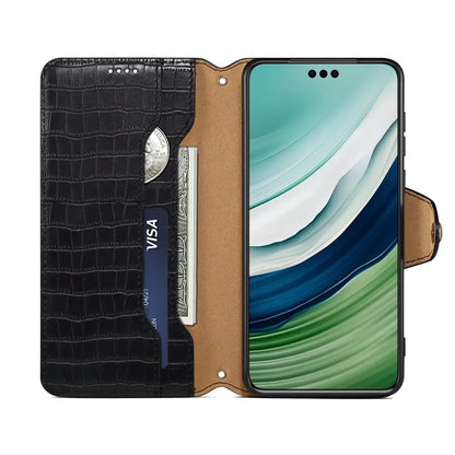 Huawei Mate 60 Pro Denior Leather Case - Crocodile Texture with Oil Edge, Wallet & Kickstand Features-buycases.co.uk