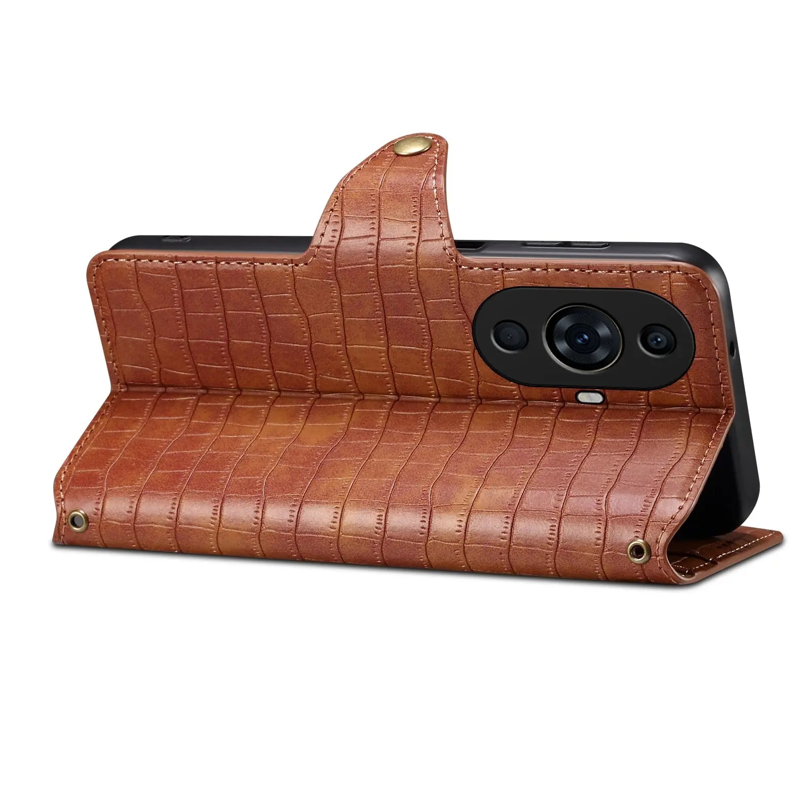 Huawei Nova 11 Pro Denior Leather Case - Crocodile Texture with Oil Edge, Wallet & Kickstand Features-buycases.co.uk