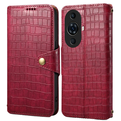 Huawei Nova 11 Pro Denior Leather Case - Crocodile Texture with Oil Edge, Wallet & Kickstand Features-buycases.co.uk