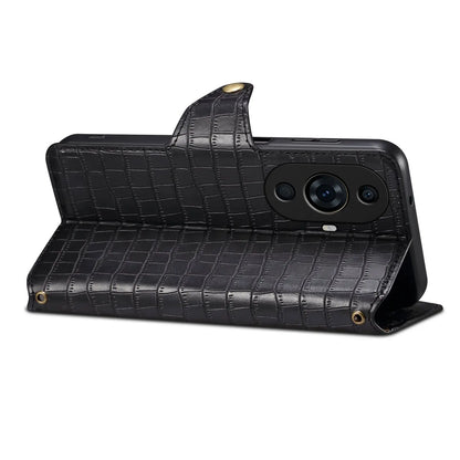 Huawei Nova 11 Pro Denior Leather Case - Crocodile Texture with Oil Edge, Wallet & Kickstand Features-buycases.co.uk