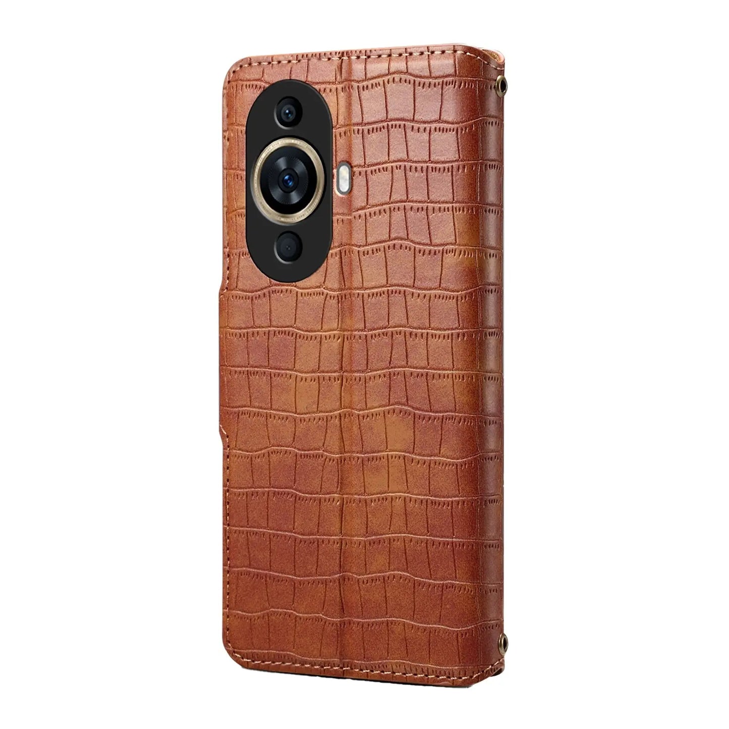 Huawei Nova 11 Denior Leather Case - Crocodile Texture with Oil Edge, Wallet & Kickstand Features-buycases.co.uk