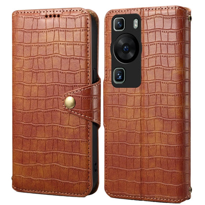 Huawei P60 Denior Leather Case - Crocodile Texture with Oil Edge, Wallet & Kickstand Features-buycases.co.uk