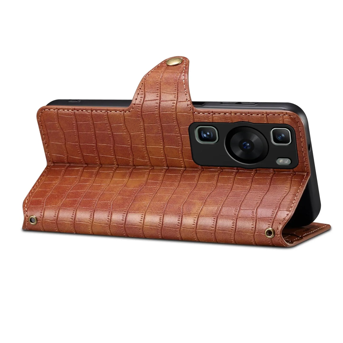Huawei P60 Denior Leather Case - Crocodile Texture with Oil Edge, Wallet & Kickstand Features-buycases.co.uk