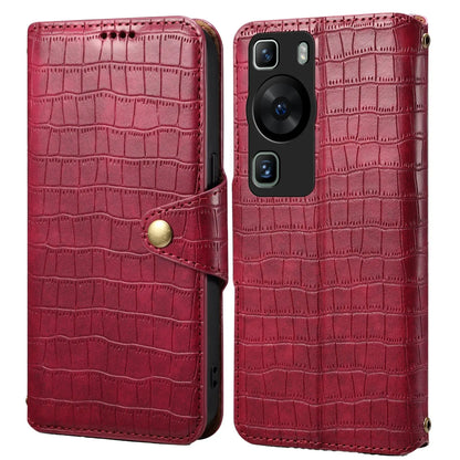 Huawei P60 Denior Leather Case - Crocodile Texture with Oil Edge, Wallet & Kickstand Features-buycases.co.uk