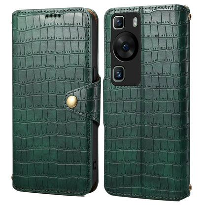 Huawei P60 Denior Leather Case - Crocodile Texture with Oil Edge, Wallet & Kickstand Features-buycases.co.uk