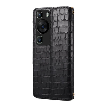Huawei P60 Denior Leather Case - Crocodile Texture with Oil Edge, Wallet & Kickstand Features-buycases.co.uk
