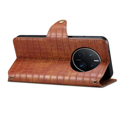 Huawei Mate 50 Pro Denior Leather Case - Crocodile Texture with Oil Edge, Wallet & Kickstand Features-buycases.co.uk