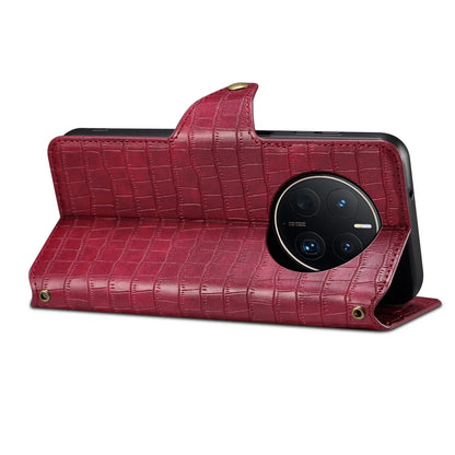 Huawei Mate 50 Pro Denior Leather Case - Crocodile Texture with Oil Edge, Wallet & Kickstand Features-buycases.co.uk