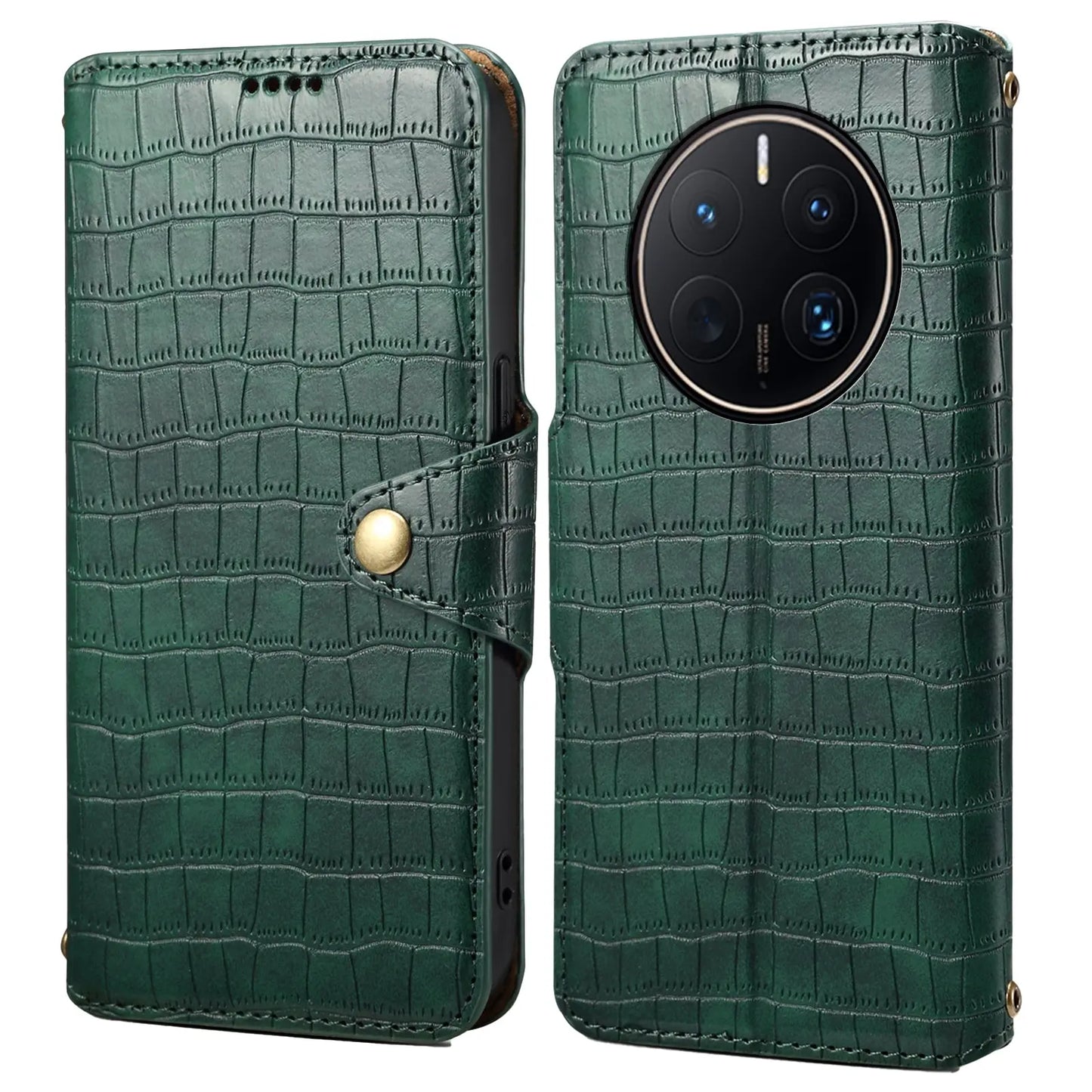 Huawei Mate 50 Pro Denior Leather Case - Crocodile Texture with Oil Edge, Wallet & Kickstand Features-buycases.co.uk