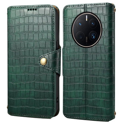 Huawei Mate 50 Pro Denior Leather Case - Crocodile Texture with Oil Edge, Wallet & Kickstand Features-buycases.co.uk