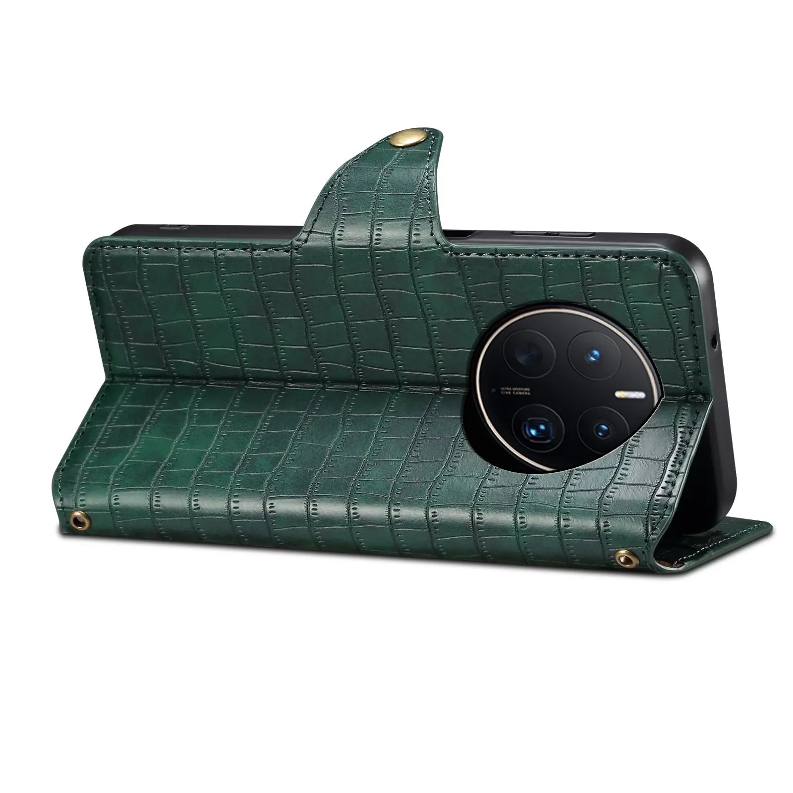 Huawei Mate 50 Pro Denior Leather Case - Crocodile Texture with Oil Edge, Wallet & Kickstand Features-buycases.co.uk