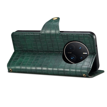 Huawei Mate 50 Pro Denior Leather Case - Crocodile Texture with Oil Edge, Wallet & Kickstand Features-buycases.co.uk