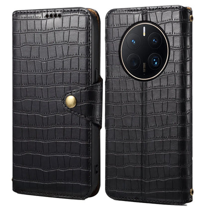 Huawei Mate 50 Pro Denior Leather Case - Crocodile Texture with Oil Edge, Wallet & Kickstand Features-buycases.co.uk