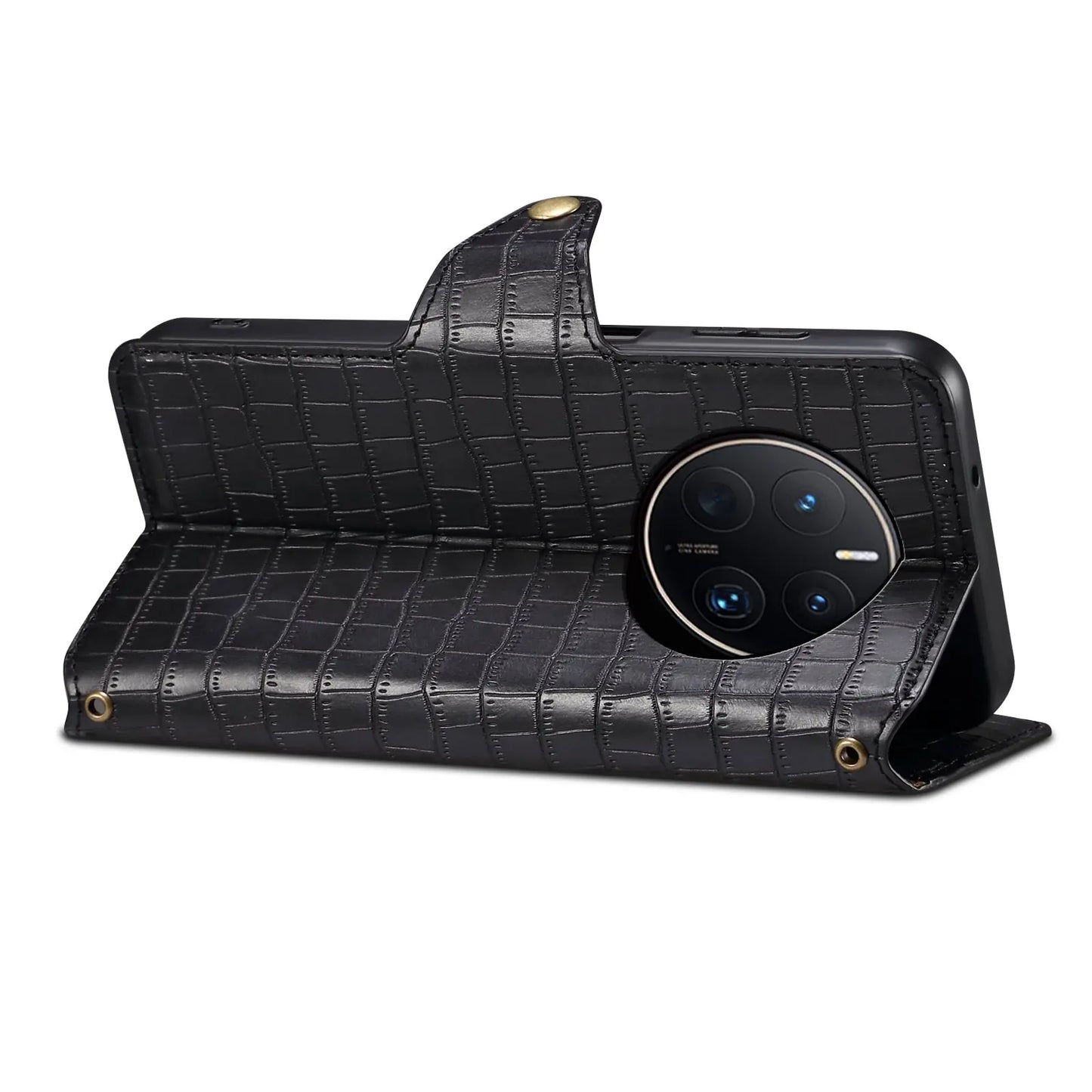 Huawei Mate 50 Pro Denior Leather Case - Crocodile Texture with Oil Edge, Wallet & Kickstand Features-buycases.co.uk