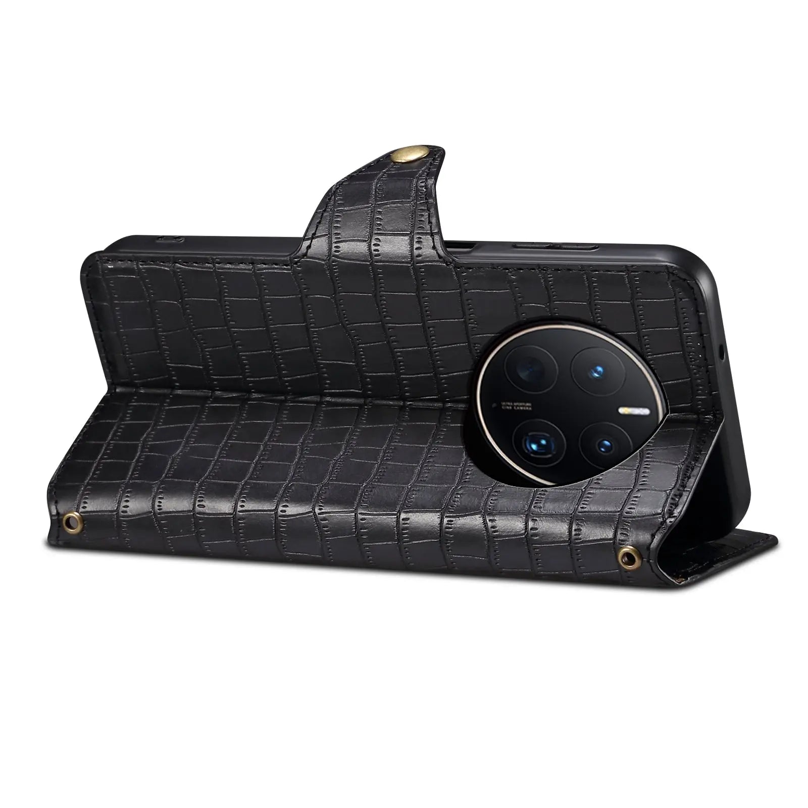 Huawei Mate 50 Pro Denior Leather Case - Crocodile Texture with Oil Edge, Wallet & Kickstand Features-buycases.co.uk