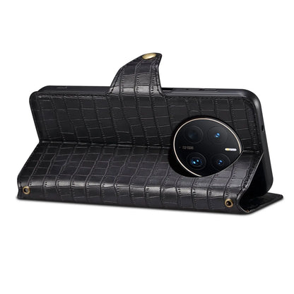 Huawei Mate 50 Pro Denior Leather Case - Crocodile Texture with Oil Edge, Wallet & Kickstand Features-buycases.co.uk