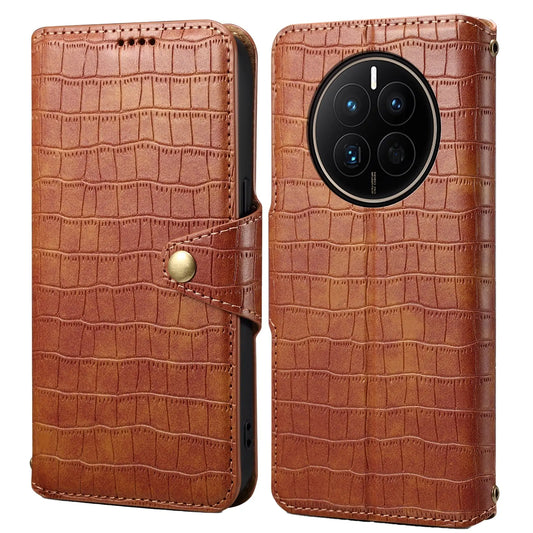 Huawei Mate 50 Denior Leather Case - Crocodile Texture with Oil Edge, Wallet & Kickstand Features-buycases.co.uk