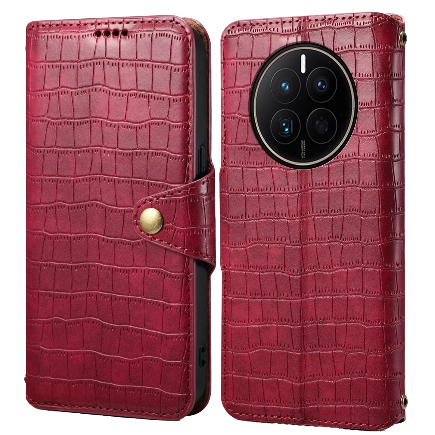 Huawei Mate 50 Denior Leather Case - Crocodile Texture with Oil Edge, Wallet & Kickstand Features-buycases.co.uk