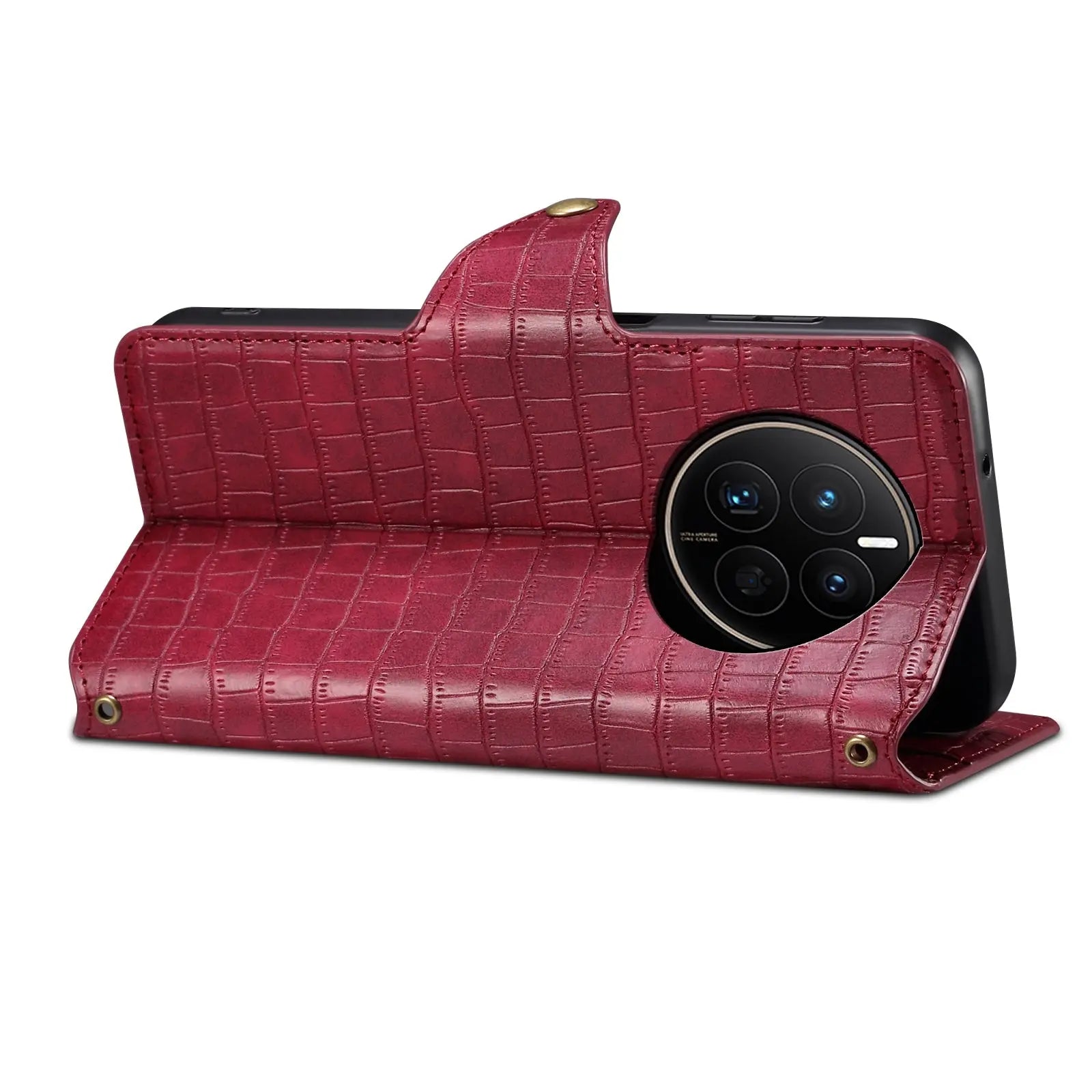 Huawei Mate 50 Denior Leather Case - Crocodile Texture with Oil Edge, Wallet & Kickstand Features-buycases.co.uk