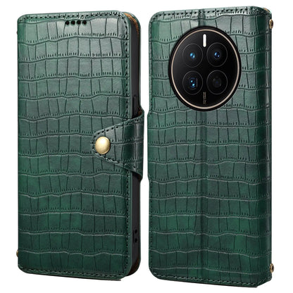 Huawei Mate 50 Denior Leather Case - Crocodile Texture with Oil Edge, Wallet & Kickstand Features-buycases.co.uk