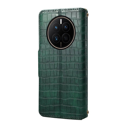 Huawei Mate 50 Denior Leather Case - Crocodile Texture with Oil Edge, Wallet & Kickstand Features-buycases.co.uk