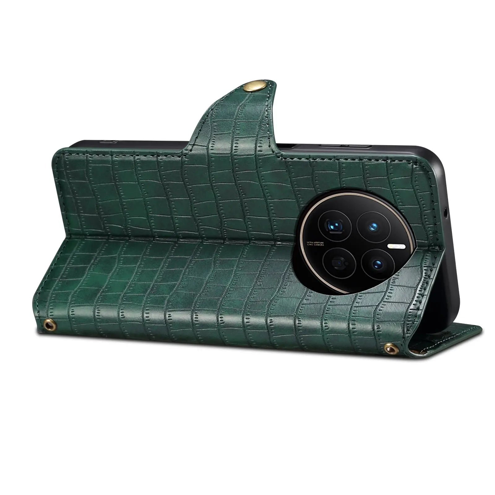 Huawei Mate 50 Denior Leather Case - Crocodile Texture with Oil Edge, Wallet & Kickstand Features-buycases.co.uk