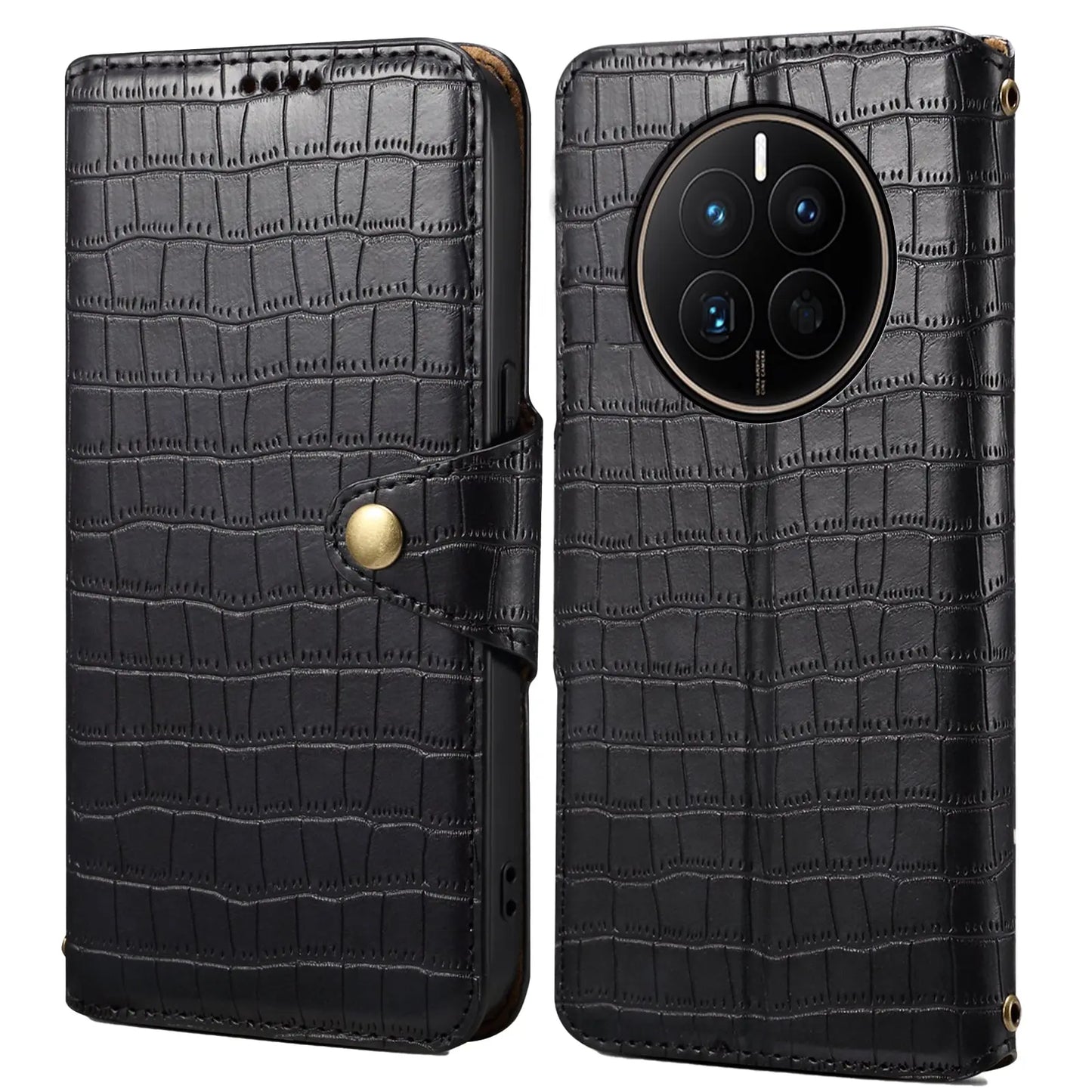 Huawei Mate 50 Denior Leather Case - Crocodile Texture with Oil Edge, Wallet & Kickstand Features-buycases.co.uk