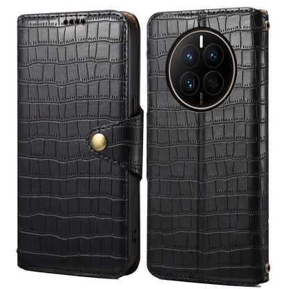 Huawei Mate 50 Denior Leather Case - Crocodile Texture with Oil Edge, Wallet & Kickstand Features-buycases.co.uk