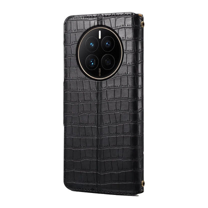 Huawei Mate 50 Denior Leather Case - Crocodile Texture with Oil Edge, Wallet & Kickstand Features-buycases.co.uk