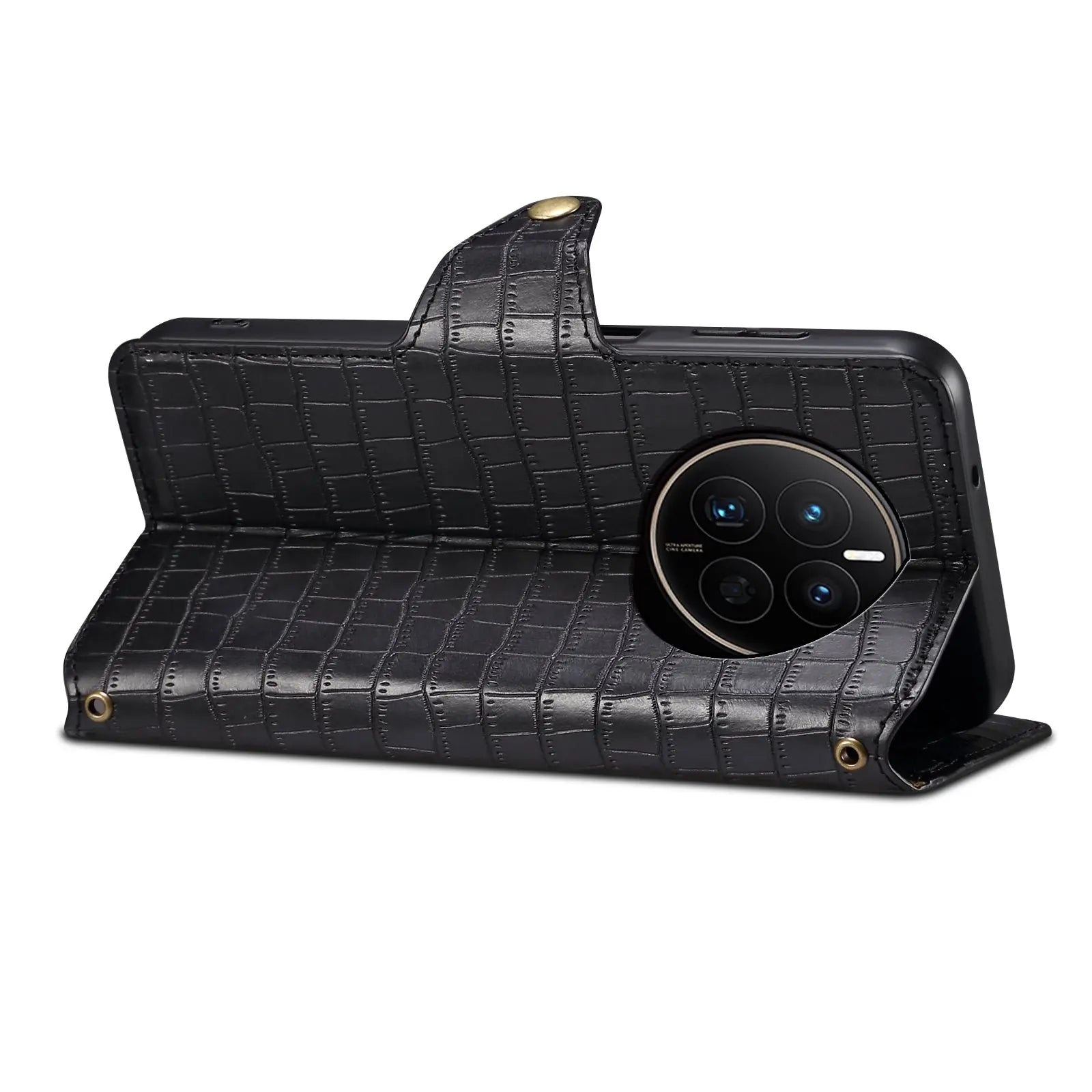 Huawei Mate 50 Denior Leather Case - Crocodile Texture with Oil Edge, Wallet & Kickstand Features-buycases.co.uk