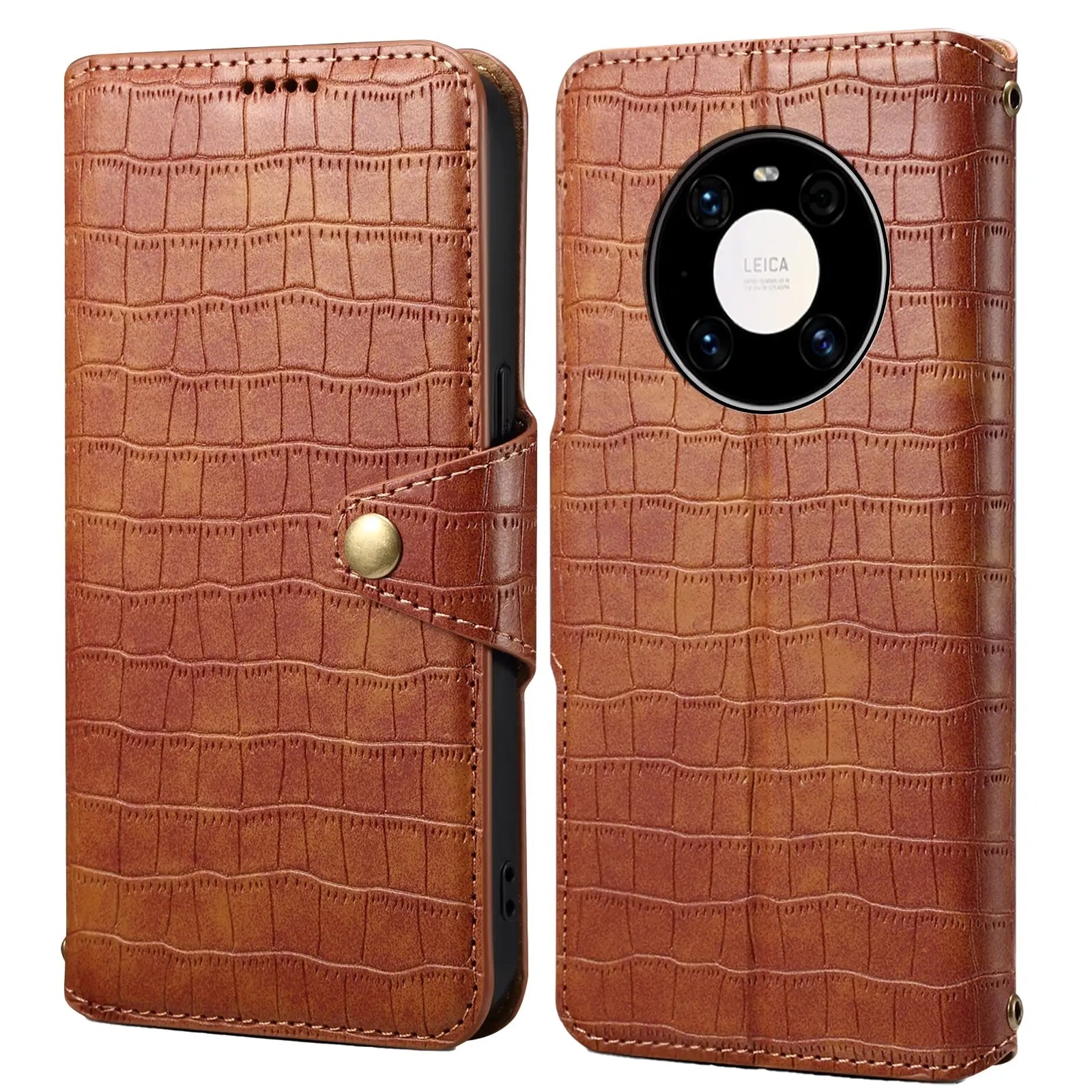 Huawei Mate 40 Pro Denior Leather Case - Crocodile Texture with Oil Edge, Wallet & Kickstand Features-buycases.co.uk