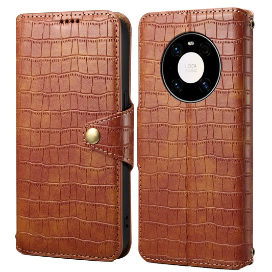 Huawei Mate 40 Pro Denior Leather Case - Crocodile Texture with Oil Edge, Wallet & Kickstand Features-buycases.co.uk