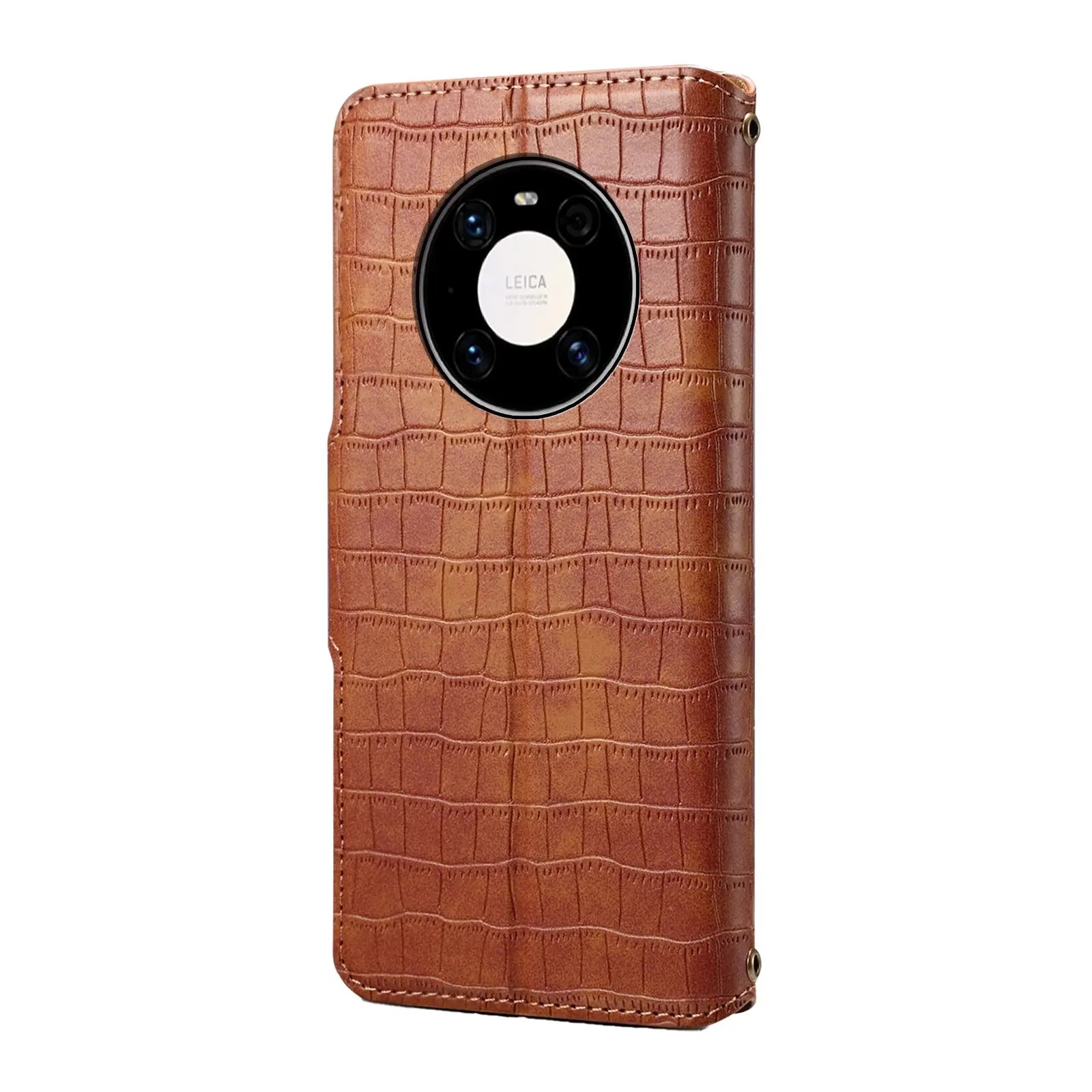 Huawei Mate 40 Pro Denior Leather Case - Crocodile Texture with Oil Edge, Wallet & Kickstand Features-buycases.co.uk