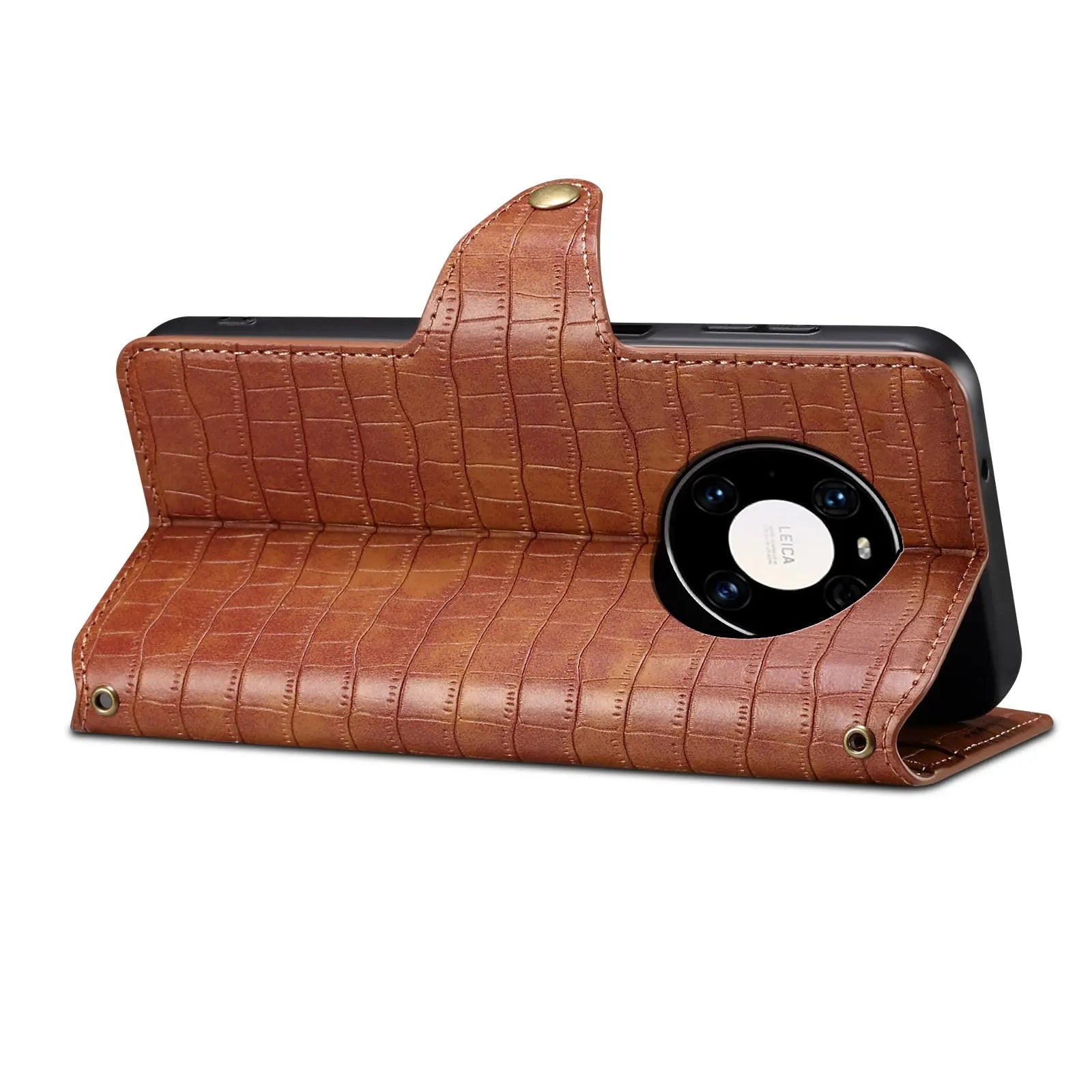 Huawei Mate 40 Pro Denior Leather Case - Crocodile Texture with Oil Edge, Wallet & Kickstand Features-buycases.co.uk