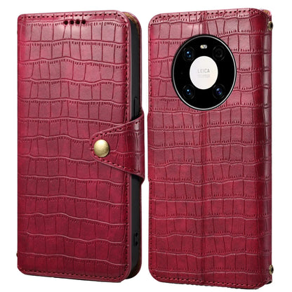 Huawei Mate 40 Pro Denior Leather Case - Crocodile Texture with Oil Edge, Wallet & Kickstand Features-buycases.co.uk