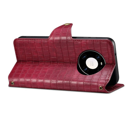 Huawei Mate 40 Pro Denior Leather Case - Crocodile Texture with Oil Edge, Wallet & Kickstand Features-buycases.co.uk