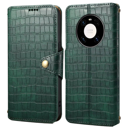 Huawei Mate 40 Pro Denior Leather Case - Crocodile Texture with Oil Edge, Wallet & Kickstand Features-buycases.co.uk