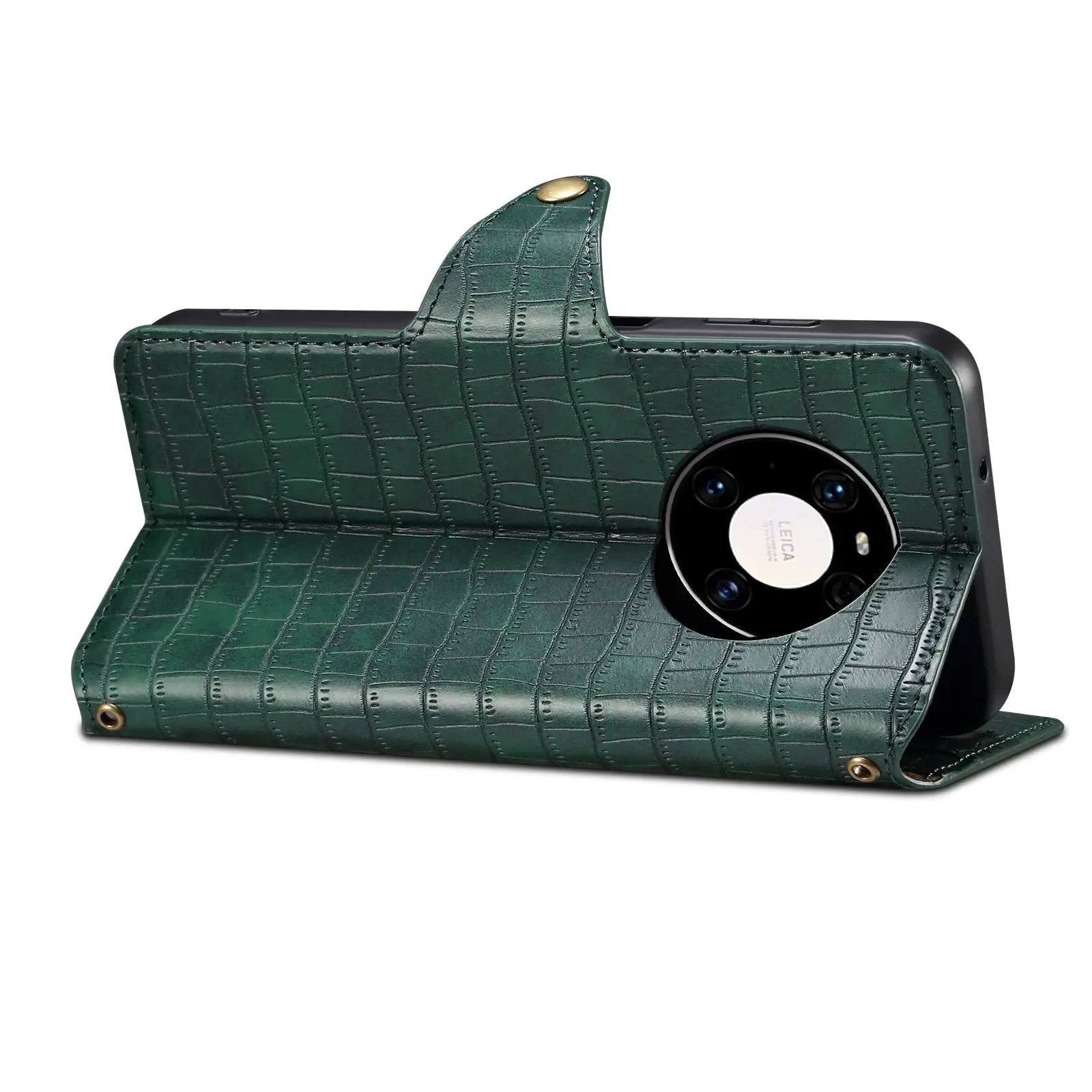 Huawei Mate 40 Pro Denior Leather Case - Crocodile Texture with Oil Edge, Wallet & Kickstand Features-buycases.co.uk