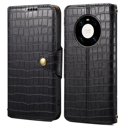 Huawei Mate 40 Pro Denior Leather Case - Crocodile Texture with Oil Edge, Wallet & Kickstand Features-buycases.co.uk