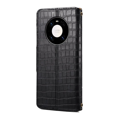 Huawei Mate 40 Pro Denior Leather Case - Crocodile Texture with Oil Edge, Wallet & Kickstand Features-buycases.co.uk
