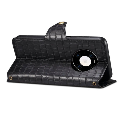 Huawei Mate 40 Pro Denior Leather Case - Crocodile Texture with Oil Edge, Wallet & Kickstand Features-buycases.co.uk