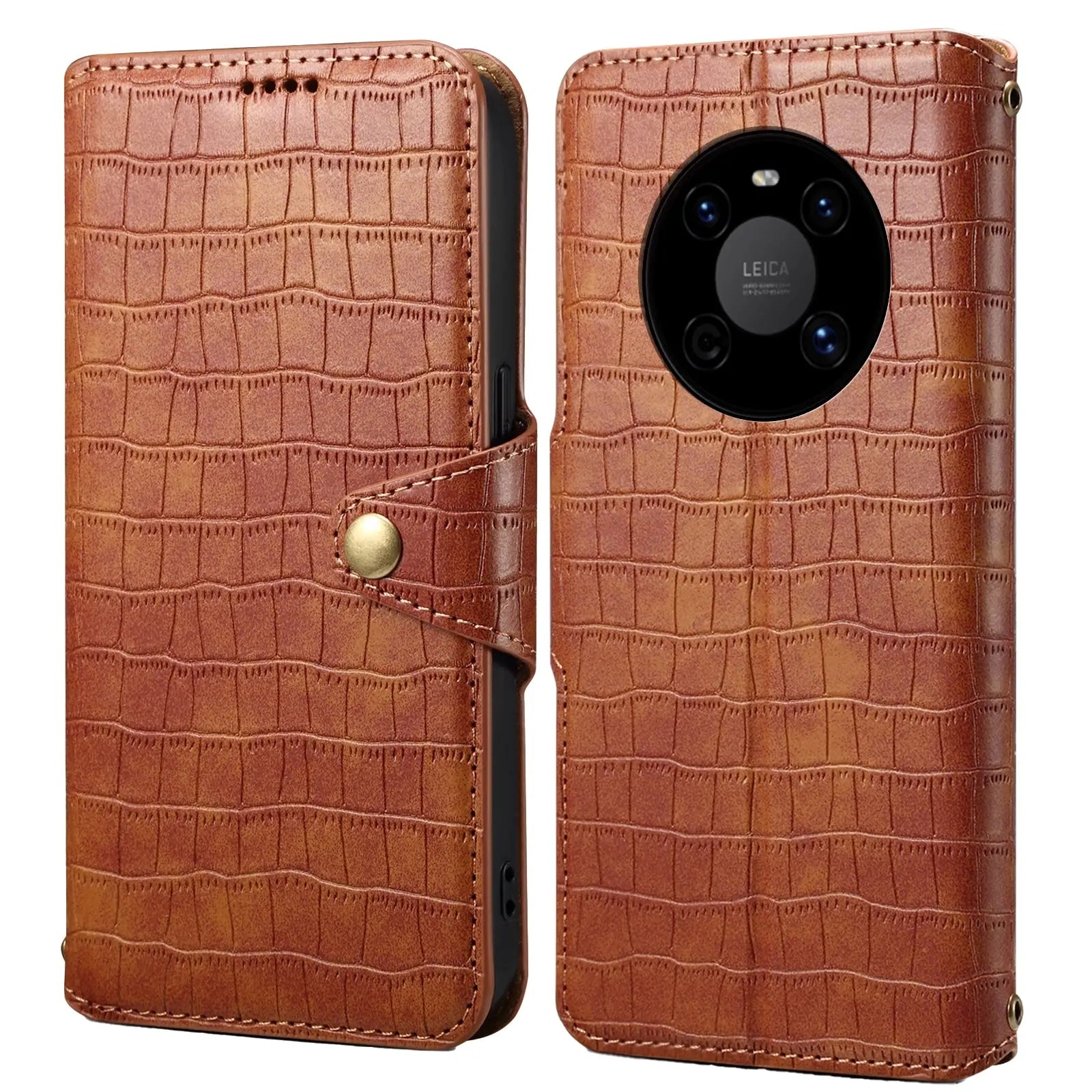 Huawei Mate 40 Denior Leather Case - Crocodile Texture with Oil Edge, Wallet & Kickstand Features-buycases.co.uk