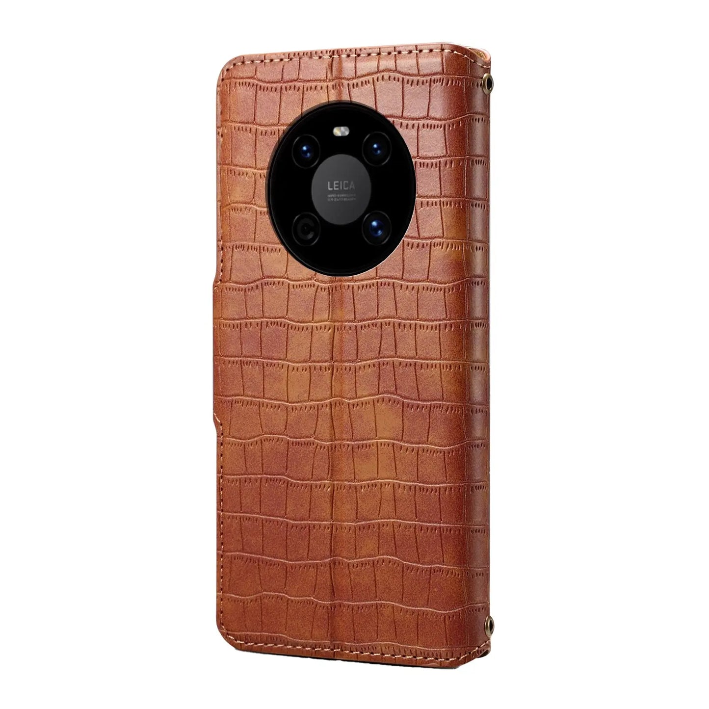 Huawei Mate 40 Denior Leather Case - Crocodile Texture with Oil Edge, Wallet & Kickstand Features-buycases.co.uk