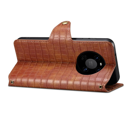 Huawei Mate 40 Denior Leather Case - Crocodile Texture with Oil Edge, Wallet & Kickstand Features-buycases.co.uk