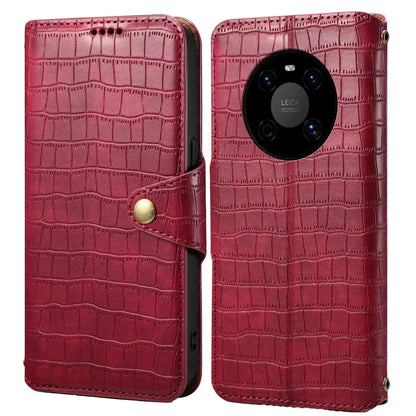 Huawei Mate 40 Denior Leather Case - Crocodile Texture with Oil Edge, Wallet & Kickstand Features-buycases.co.uk