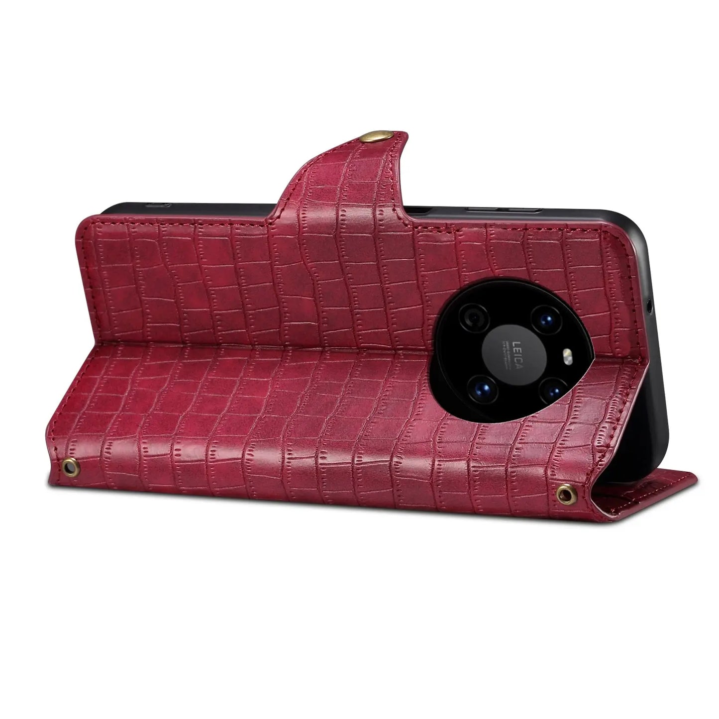 Huawei Mate 40 Denior Leather Case - Crocodile Texture with Oil Edge, Wallet & Kickstand Features-buycases.co.uk