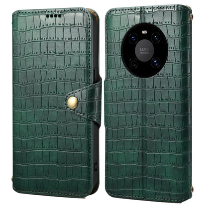 Huawei Mate 40 Denior Leather Case - Crocodile Texture with Oil Edge, Wallet & Kickstand Features-buycases.co.uk