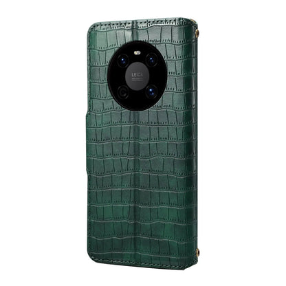 Huawei Mate 40 Denior Leather Case - Crocodile Texture with Oil Edge, Wallet & Kickstand Features-buycases.co.uk