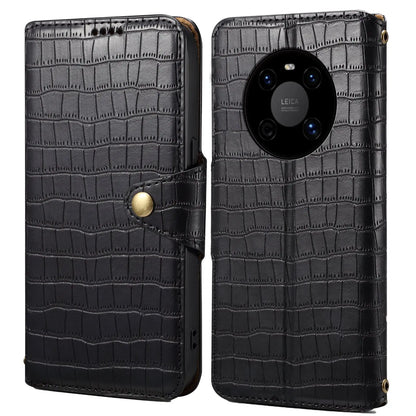 Huawei Mate 40 Denior Leather Case - Crocodile Texture with Oil Edge, Wallet & Kickstand Features-buycases.co.uk